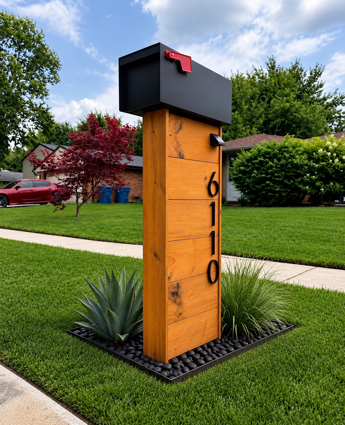 Wood Accent Slat Mailbox